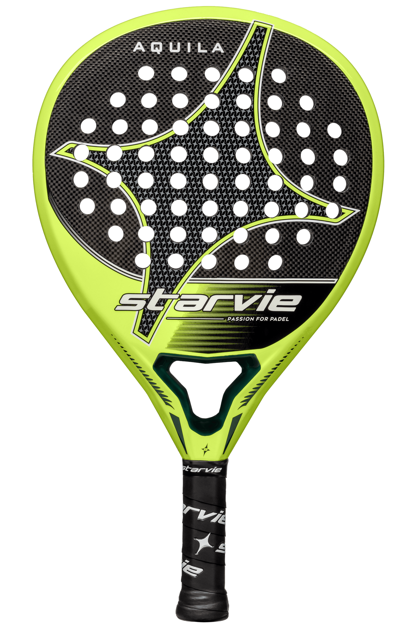 StarVie Aquila Pro padel racket – teardrop shape, designed for powerful attacking shots.