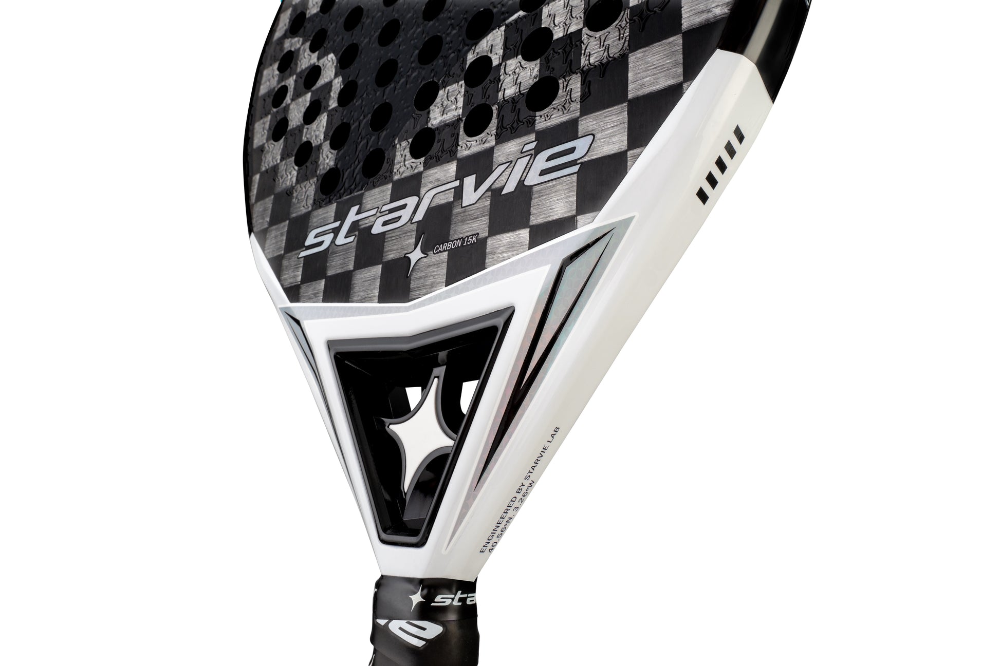 Close-up of StarVie Astrum 2025 racket’s textured surface with Full Plane Effect for enhanced spin and precision.