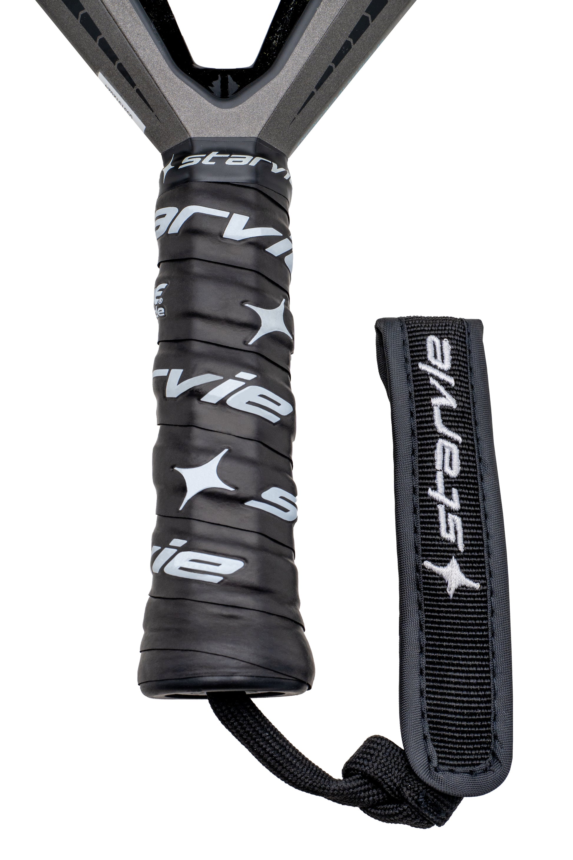 StarVie Drax Pro Touch padel racket handle with Noene Inside grip technology and adjustable wrist cord for comfort and control.